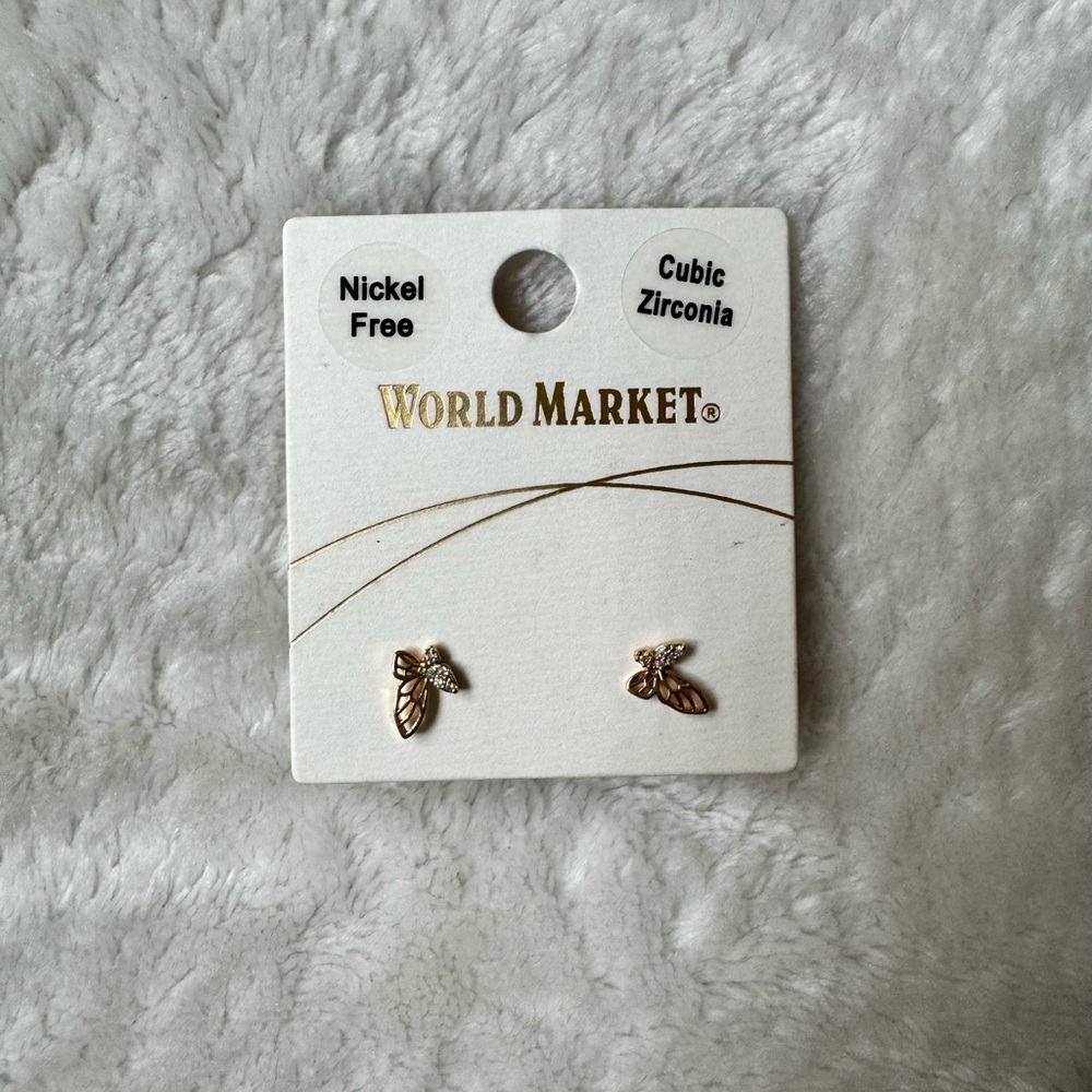 Cost Plus World Market Gold Leaf Earrings